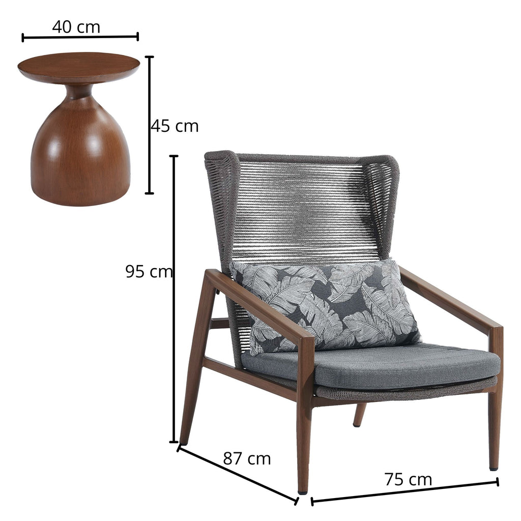 Juego De Balcón Terraza Mykonos 1-1 Cuerpos Con Mesa de Centro