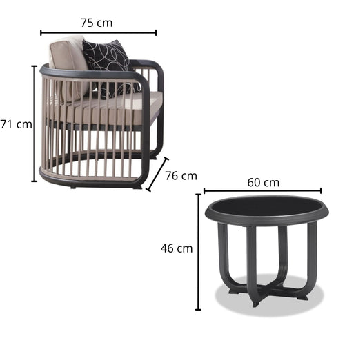 Juego De Balcón Mallorca para 1 - 1 Cuerpos Con Mesa De Centro